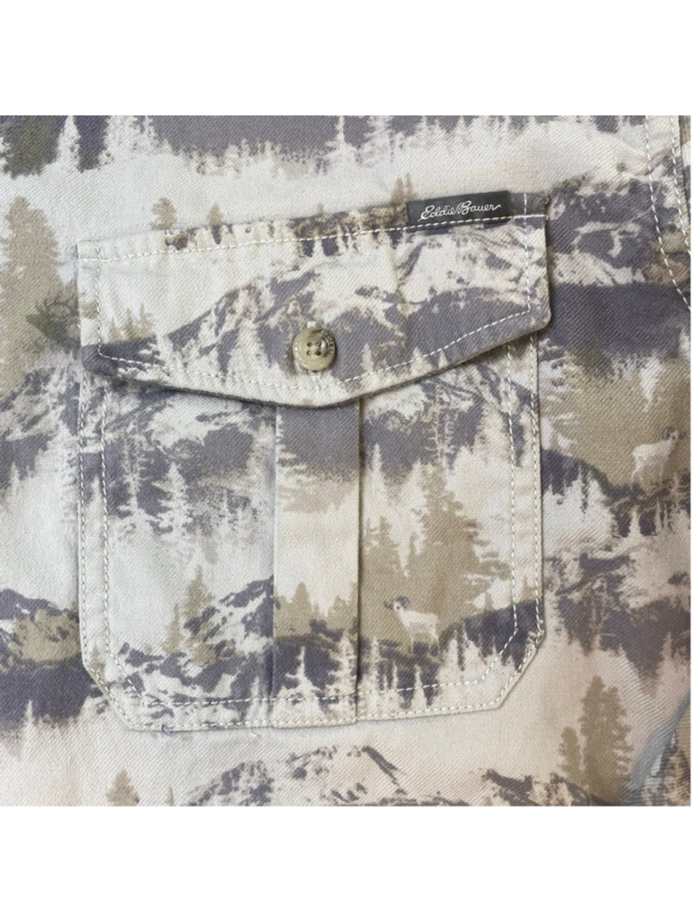 Eddie Bauer Shirt Mens TXL Button Up Allover Print Outdoors Heritage Gorpcore - Picture 10 of 16